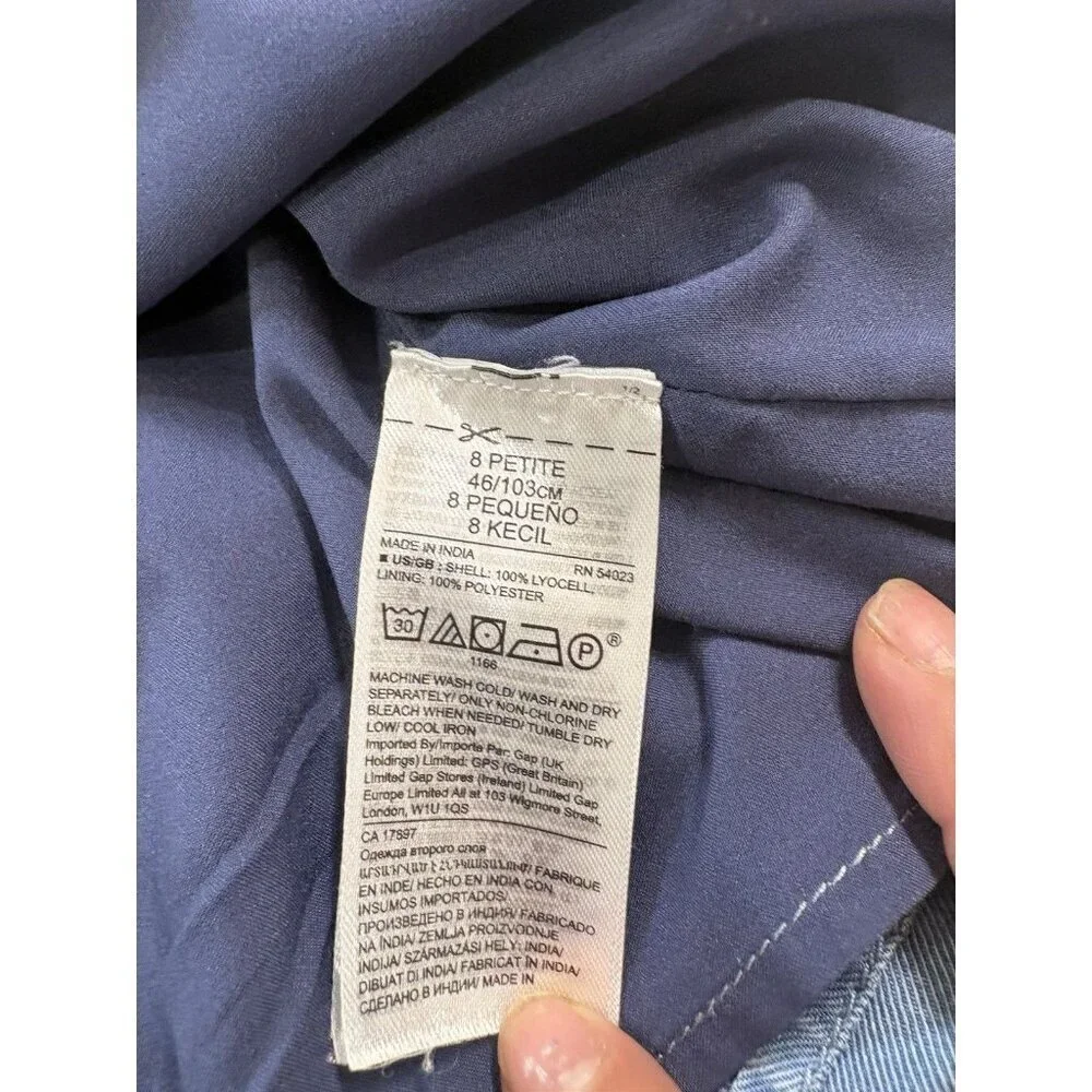 Banana Republic Women’s Chambray Ruffle Faux Wrap Size 8P